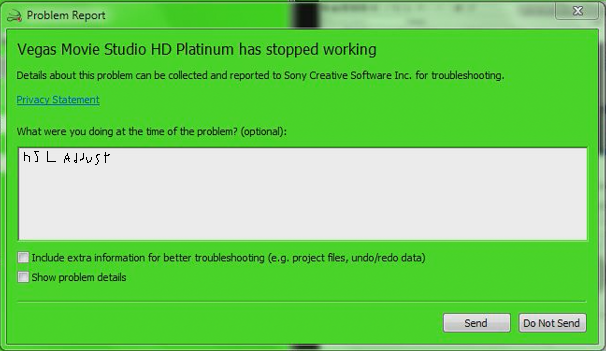 vegasmoviestudiohd11 exe has stopped working