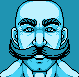 Blue man with Mustache