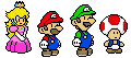 Princess Peach, Mario, Luigi, and Toad!!